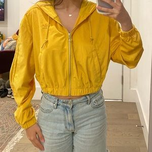 Cropped Soft Yellow Adidas Hooded Jacket